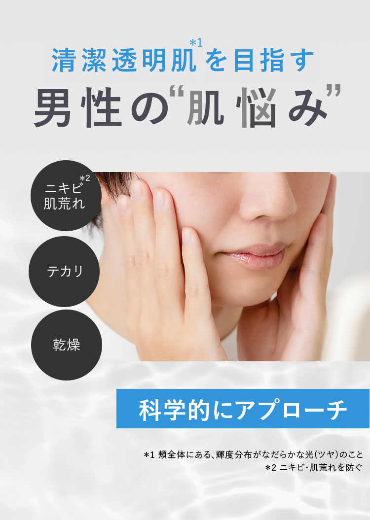 清潔透明肌＊1を目指す男性の“肌悩み”